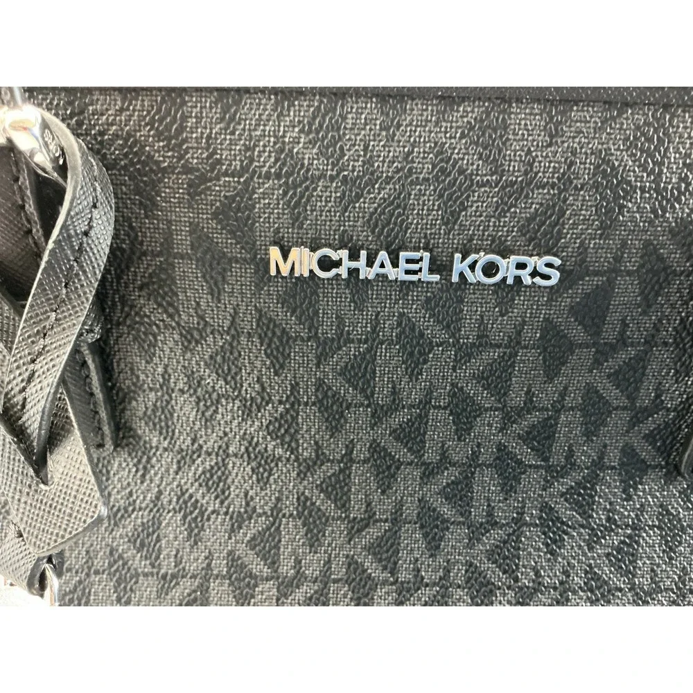 Michael Kors Jet Set Travel XS Tote Black MK Signature Coated Canvas NWT $328